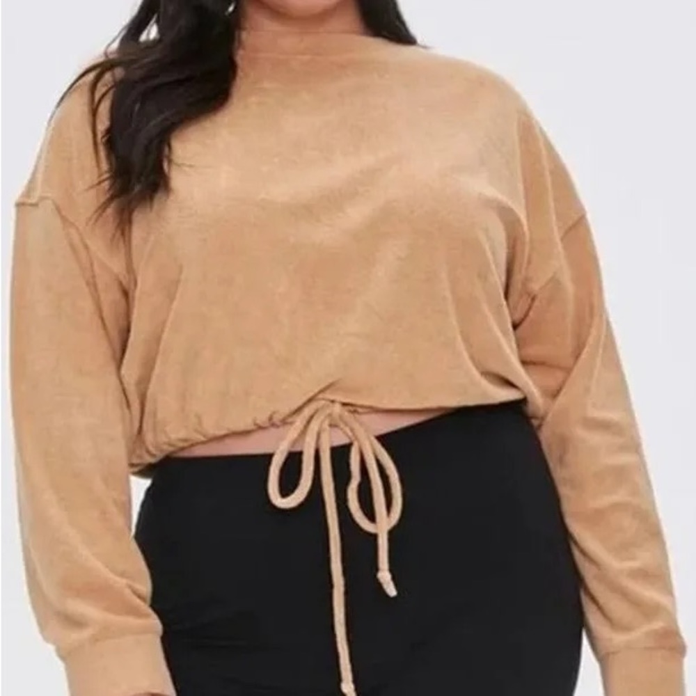 F21 Plus Beige Terry Pullover 3X